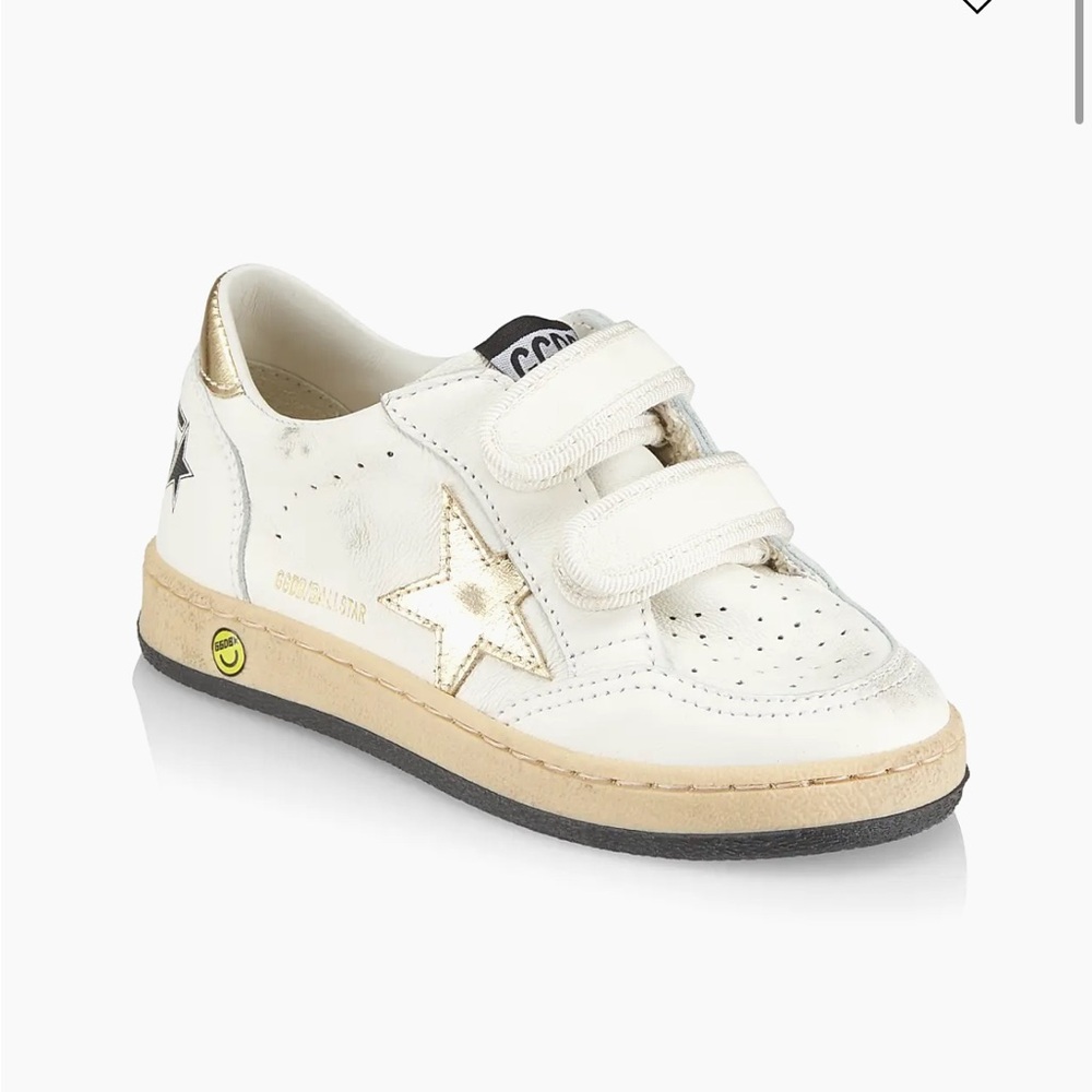 Golden Goose White and Gold Distressed Sneakers toddler size 7